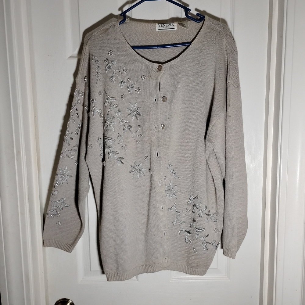 Cardigan Embellished Venezia Vitale Large Ramie Cotton